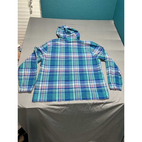 NWT Crown & Ivy Mend Madras Anorak Hooded Jacket Blue Plaid XL - Picture 11 of 12